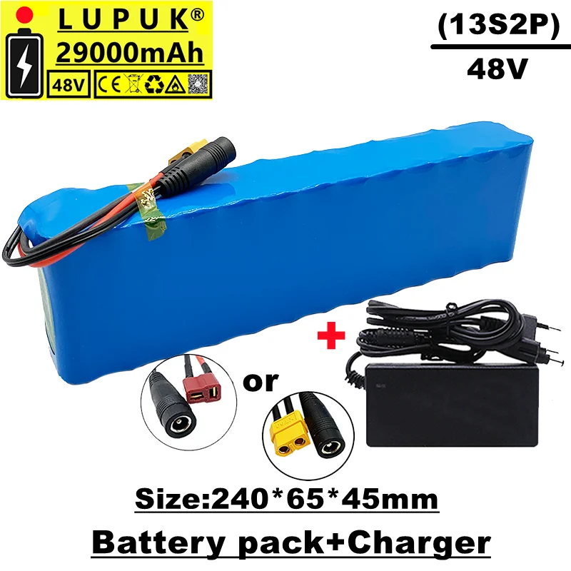 48V lithium ion battery pack, 13s2p, 29000 MAH, 1000 watts, built-in BMS, suitable for eBike electric bicycle, sold with charger
48V lithium ion battery pack, 13s2p, 29000 MAH, 1000 watts, built-in BMS, suitable for eBike electric bicycle, sold with charger