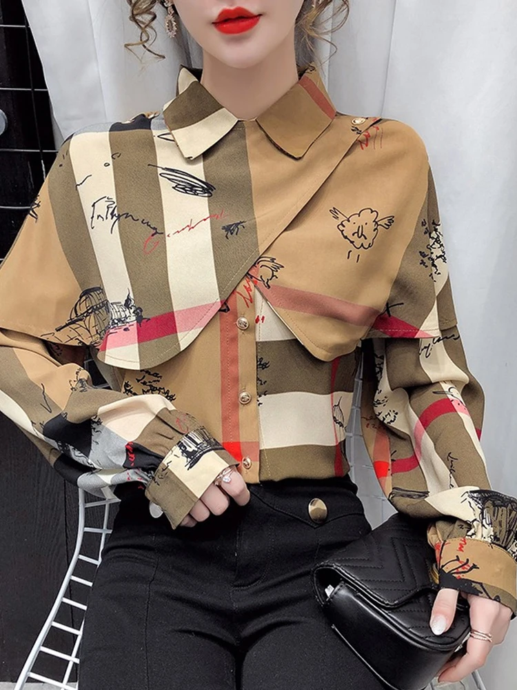 Women Spring Autumn Blouses Shirts Lady Fashion Casual Long Sleeve Turn-down Collar Plaid Stripes Blusas Tops
Women Spring Autumn Blouses Shirts Lady Fashion Casual Long Sleeve Turn-down Collar Plaid Stripes Blusas Tops
