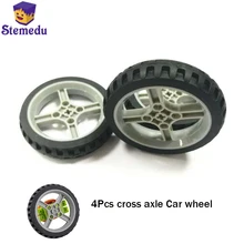 4pcs 65mm Geekservo Cross Axle Wheels Compatible With All Brand Building Blocks Brick Smart Toy Car Accessories