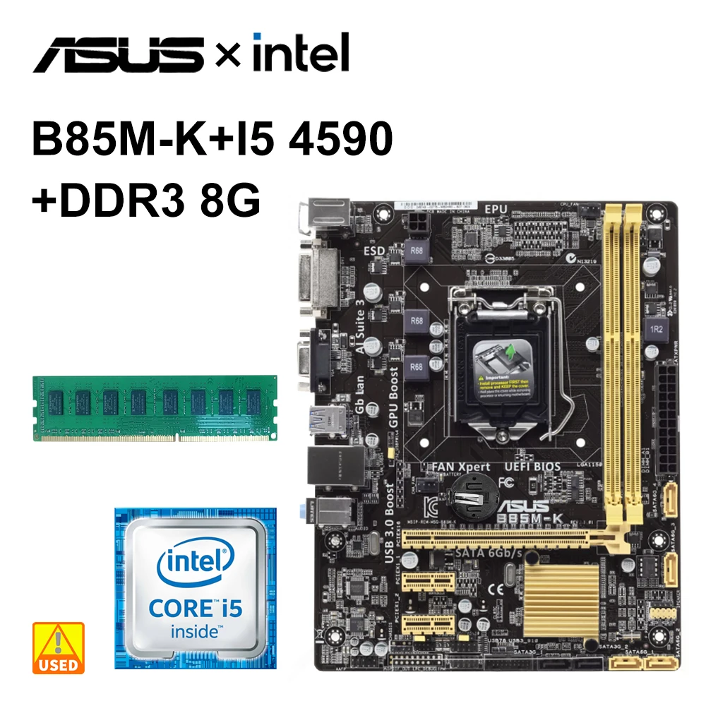 1150 Motherboard kit ASUS B85M-K with i5-4590 cpu+DDR3 8g USB3.0 Intel B85 Motherboard PCI-E 3.0 4×SATA III uATX
1150 Motherboard kit ASUS B85M-K with i5-4590 cpu+DDR3 8g USB3.0 Intel B85 Motherboard PCI-E 3.0 4×SATA III uATX