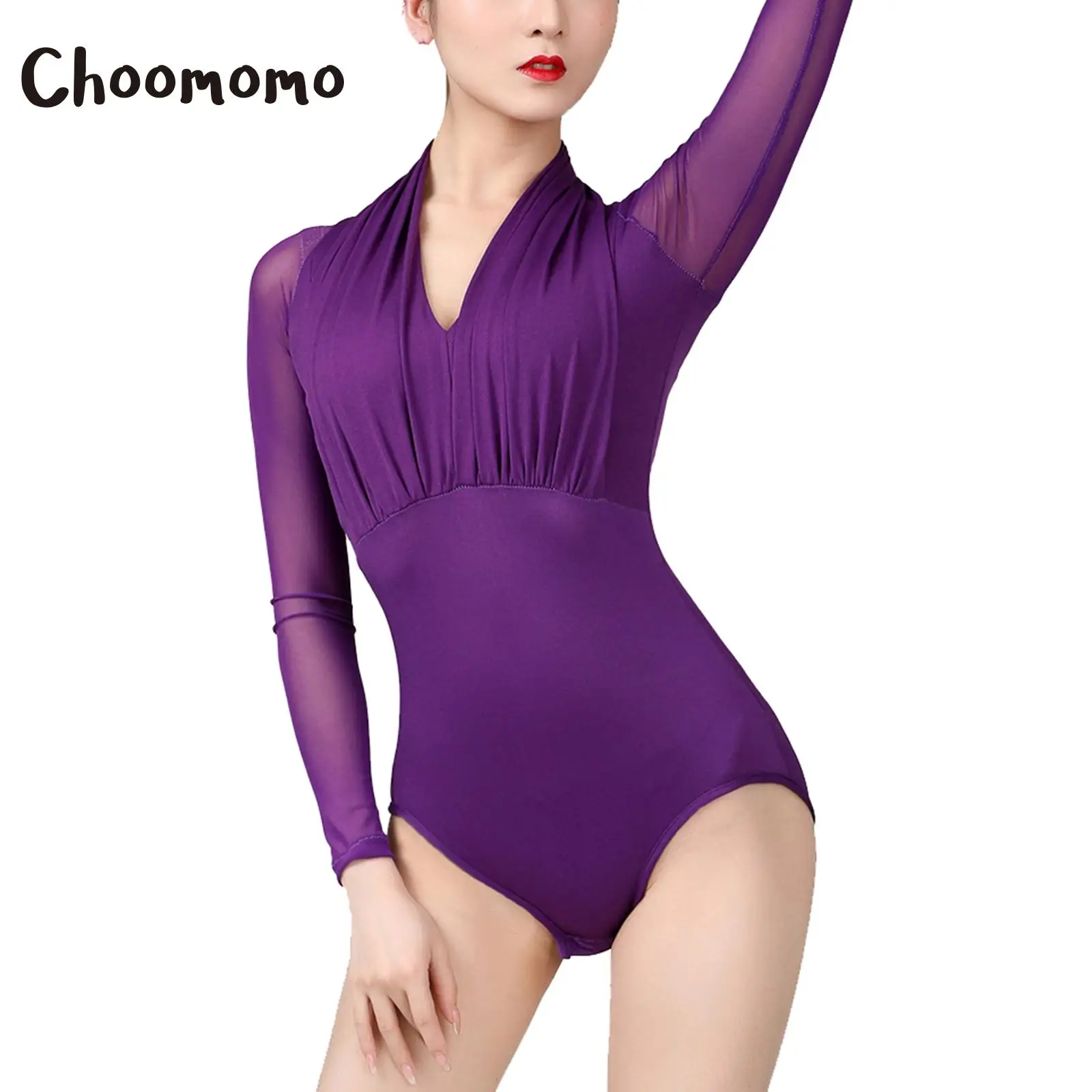 Женское платье для латиноамериканских танцев Choomomo, однотонное боди с V-образным вырезом, прозрачное Сетчатое боди с рюшами и длинным рукавом, костюмы для выступлений
Женское платье для латиноамериканских танцев Choomomo, однотонное боди с V-образным вырезом, прозрачное Сетчатое боди с рюшами и длинным рукавом, костюмы для выступлений