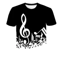 2023 Music Note Baby Boy Girl T Shirts Summer Kids Fashion Casual Tops Tees Children Cartoon Clothing 70-160 CM Height Costumes