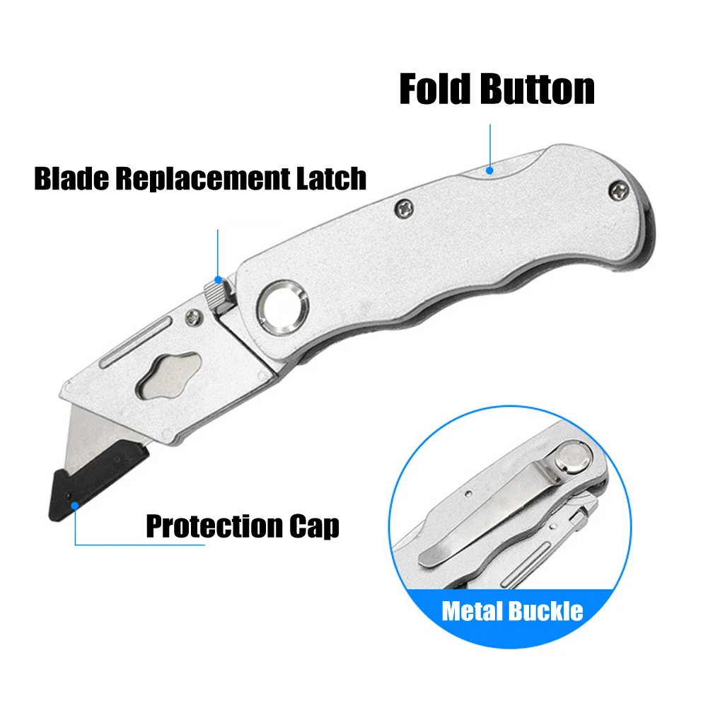 Folding Utility Cutter With 5 Blades For Plastic Paper DIY Cutting Art Tool Portable Pocket Cutter Stainless Steel Box Cutter
Folding Utility Cutter With 5 Blades For Plastic Paper DIY Cutting Art Tool Portable Pocket Cutter Stainless Steel Box Cutter
