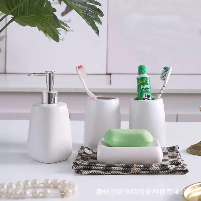 Nordic Bathroom Accessories Set for Home Ceramic 4 Piece Bath Accessories Include Liquid Dispenser Soap Dish 2 Toothpaste Holder
Nordic Bathroom Accessories Set for Home Ceramic 4 Piece Bath Accessories Include Liquid Dispenser Soap Dish 2 Toothpaste Holder