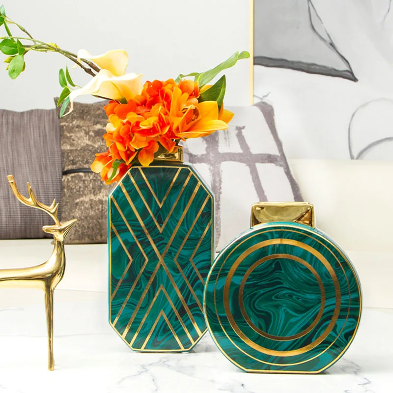 

Керамическая ваза для гостиной, комнатный цветок, искусственная трава, роскошный минималистичный светлый фон, Современный Цветочный декор,...