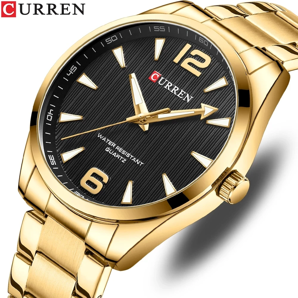 CURREN Fashion Brand Business Men's Watches with Luminous Hands Stainless Steel Band Gold Quartz Wristwatches for Male Relogio
CURREN Fashion Brand Business Men's Watches with Luminous Hands Stainless Steel Band Gold Quartz Wristwatches for Male Relogio