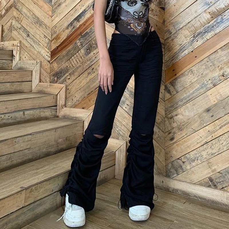 2021 New Retro Drawstring Hollow Trousers Ladies Lace High Waist Solid Color Trousers Summer Casual Harajuku Loose Streetwear
2021 New Retro Drawstring Hollow Trousers Ladies Lace High Waist Solid Color Trousers Summer Casual Harajuku Loose Streetwear