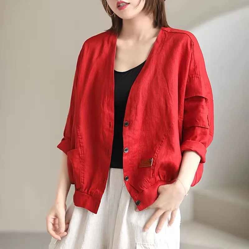 New Arrival Spring Korean Style Women Loose Casual Long Sleeve V-neck Coat Single Breasted Cotton Linen Patchwork Jackets W385
New Arrival Spring Korean Style Women Loose Casual Long Sleeve V-neck Coat Single Breasted Cotton Linen Patchwork Jackets W385