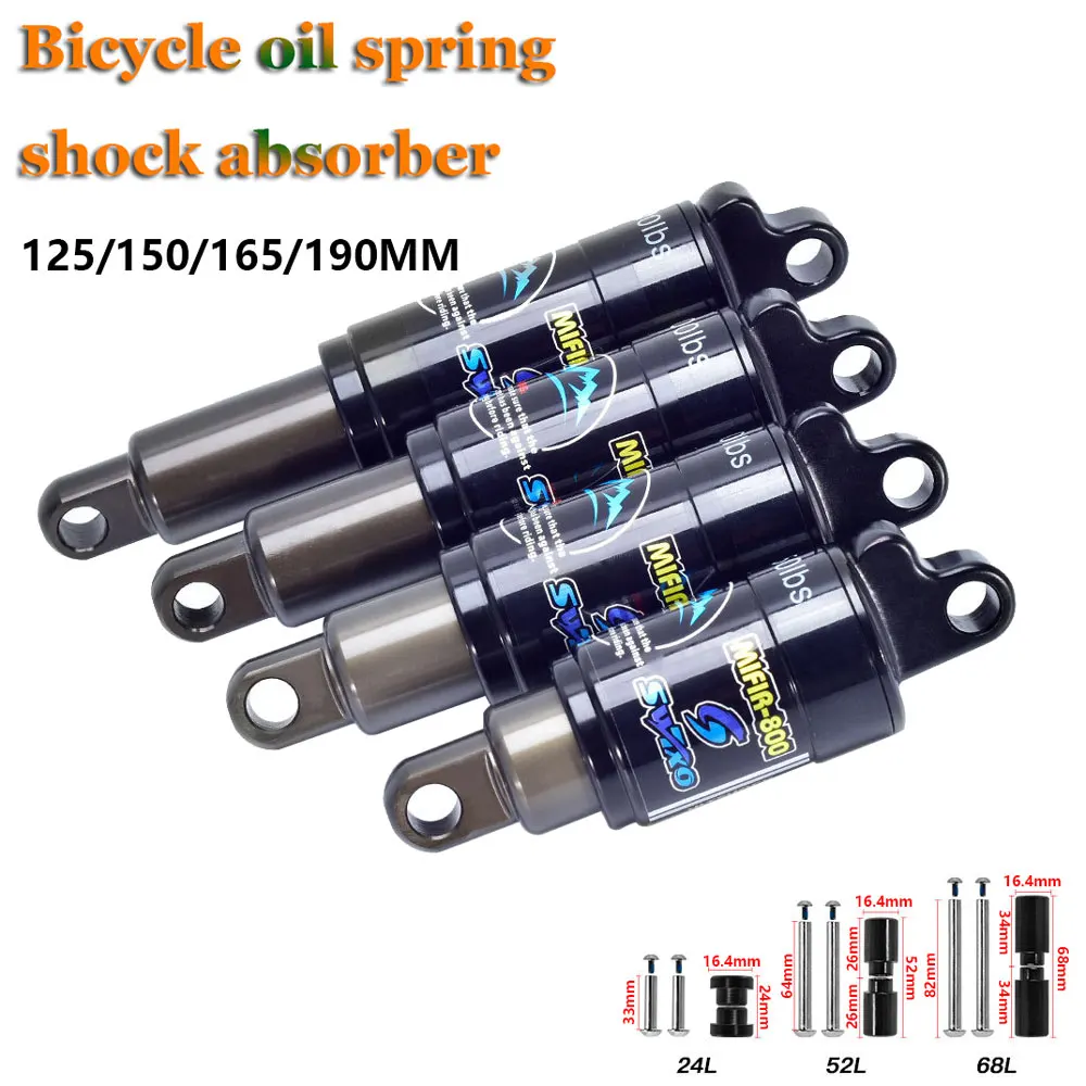 Bicycle Oil Spring Shock Absorber Electric Vehicle Snowmobile Mountain Bike Rear Suspension Damper 125/150/165/190mm
Bicycle Oil Spring Shock Absorber Electric Vehicle Snowmobile Mountain Bike Rear Suspension Damper 125/150/165/190mm