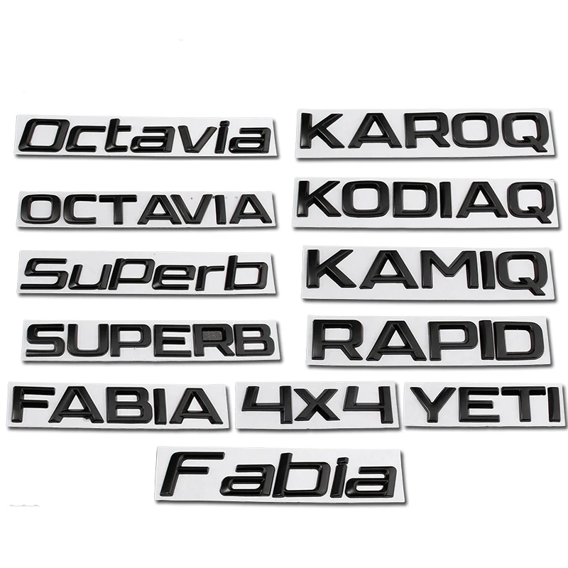 

Car Rear Trunk Letters Logo Replace Badge Emblem Metal Stickers For Skoda Octavia SUPERB FABIA KAMIQ KAROQ KODIAQ RAPID Yeti 4X4