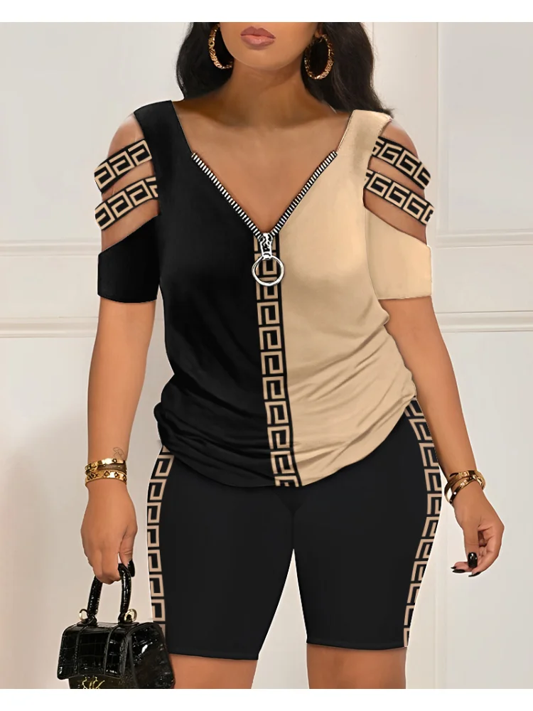Sets Outifits 2023 New Ladder Cutout Top & High Waist Shorts Set Two Fashion Casual Pieces for Women Tracksuits Elegant Female
Sets Outifits 2023 New Ladder Cutout Top & High Waist Shorts Set Two Fashion Casual Pieces for Women Tracksuits Elegant Female