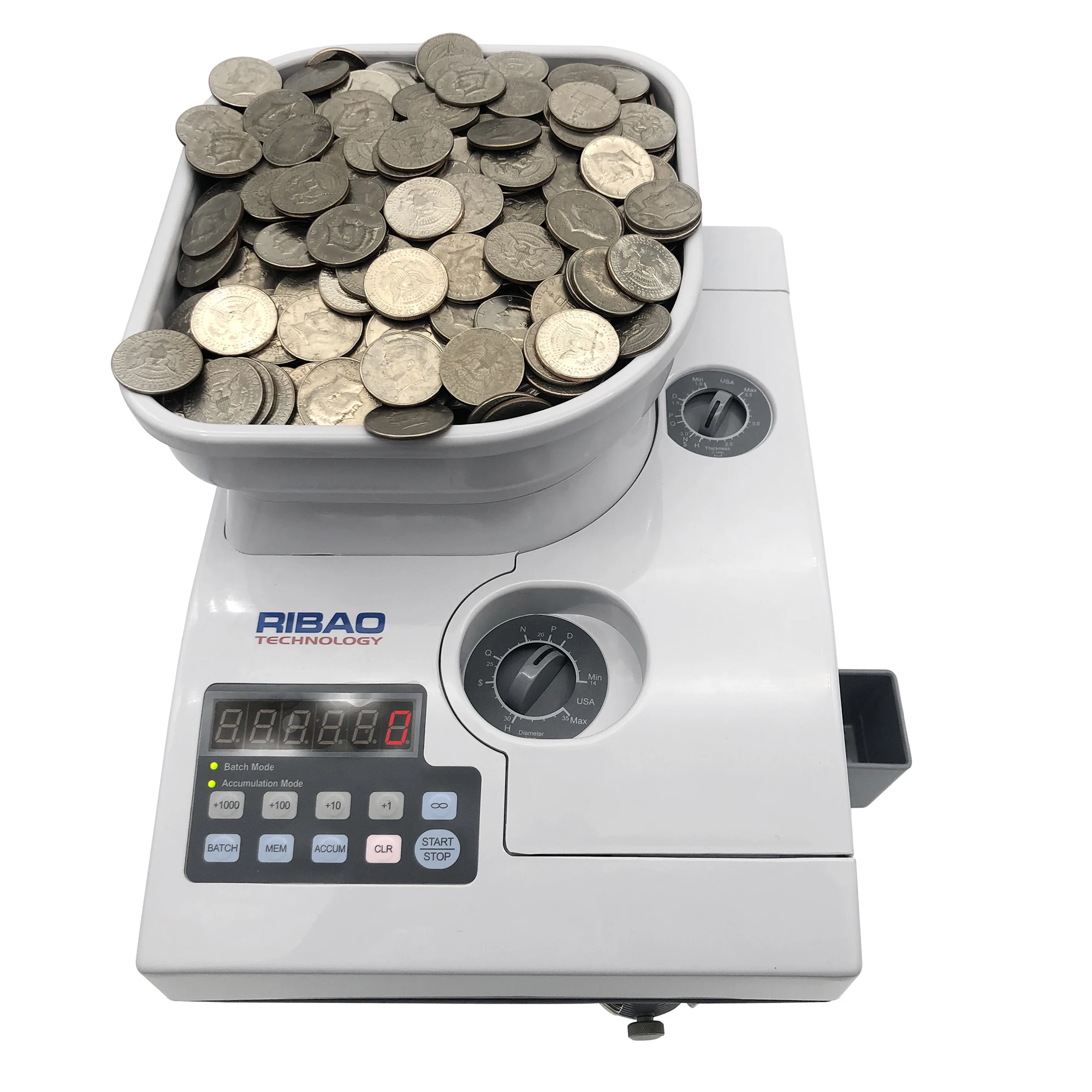 

RIBAO Coin-Mate CS-2000 Heavy Duty Coin Counter and Sorter with Large Hopper Capacity