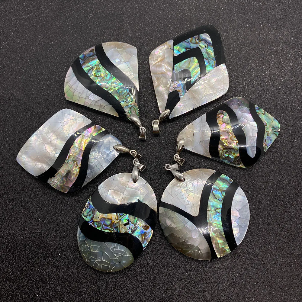 

Natural Shell Mother-of-pearl Pendants Fashion Jewelry Abalone Seashells DIY Making Necklace Oval Round Rhombus Charms Accessory