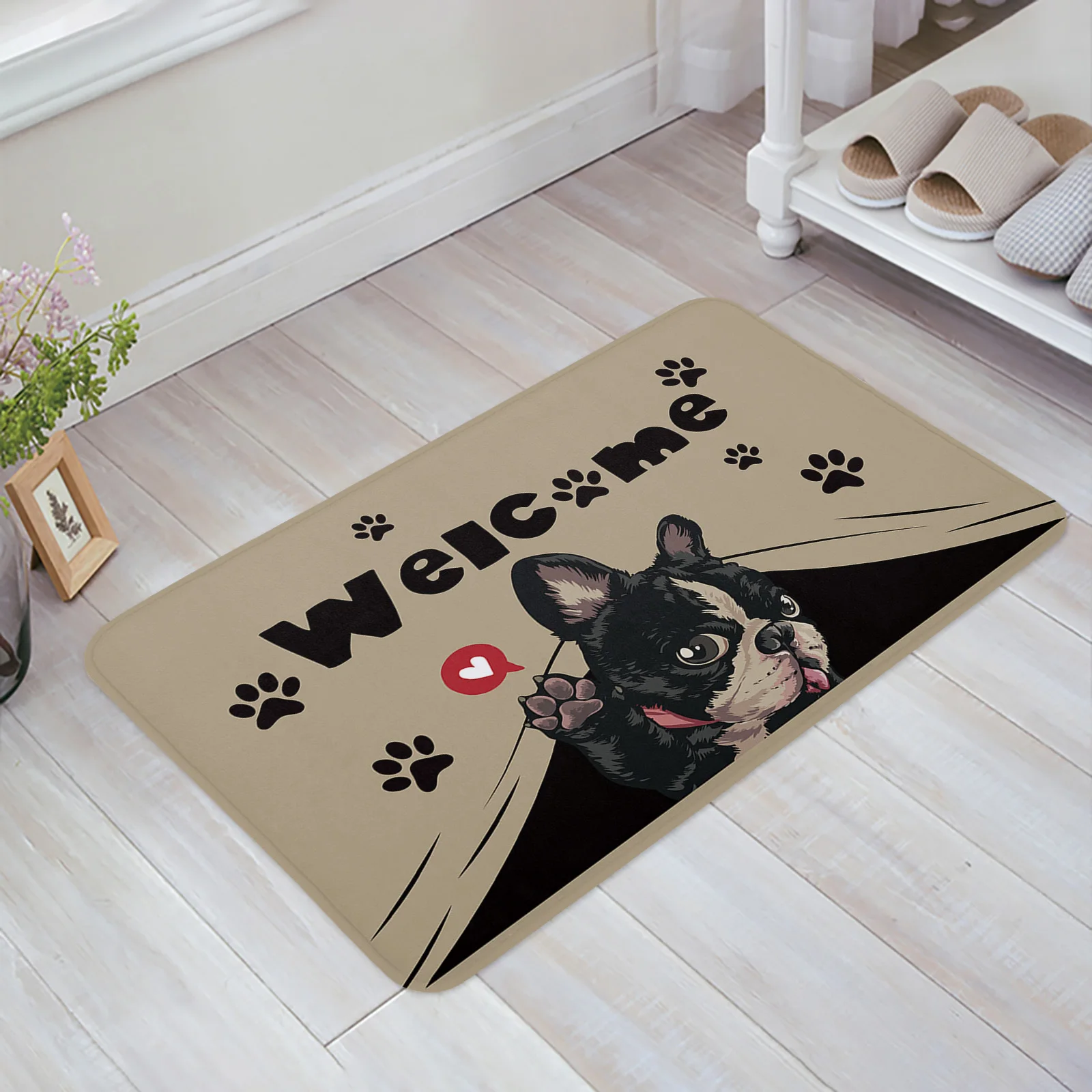 

Милые Придверные коврики в стиле ретро с изображением лап собаки, домашний нескользящий коврик для прихожей, ванной, кухни, Придверный ковр...