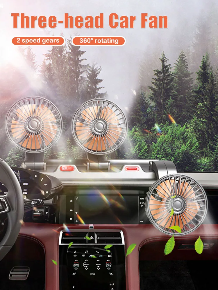 Universal Car Fan Triple-Head 5V/12V/24V Car Cooling Fan 360-Degree Adjustable 2 Gear with Aroma Diffuser for Car Truck Home
Universal Car Fan Triple-Head 5V/12V/24V Car Cooling Fan 360-Degree Adjustable 2 Gear with Aroma Diffuser for Car Truck Home