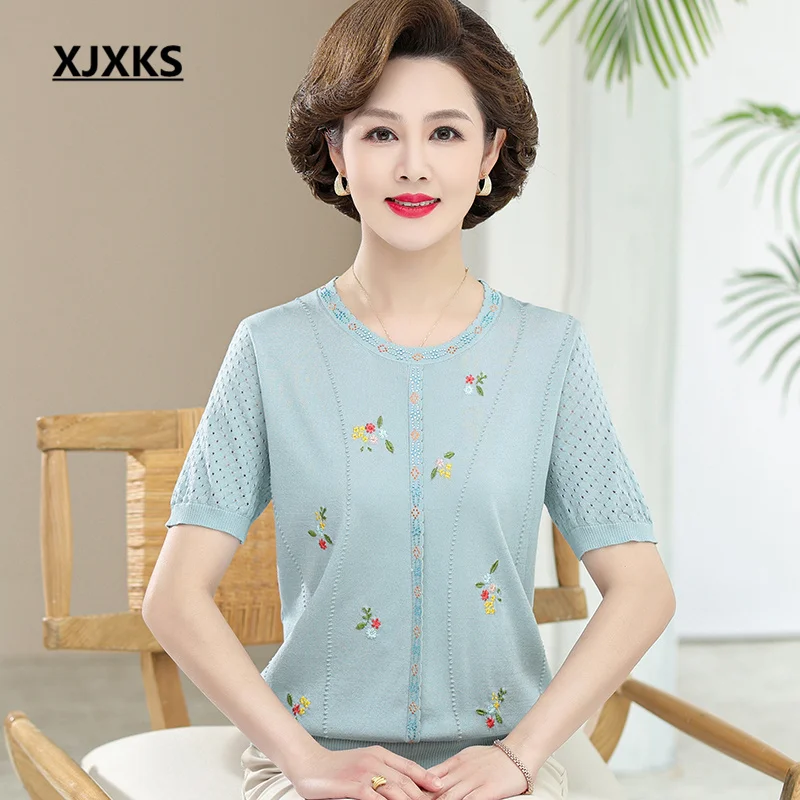 XJXKS 2023 Summer New Loose Oversize Women's T-Shirt Round Neck Short Sleeve Tops Fashion Embroidery Ladies Camisetas S-5XL
XJXKS 2023 Summer New Loose Oversize Women's T-Shirt Round Neck Short Sleeve Tops Fashion Embroidery Ladies Camisetas S-5XL
