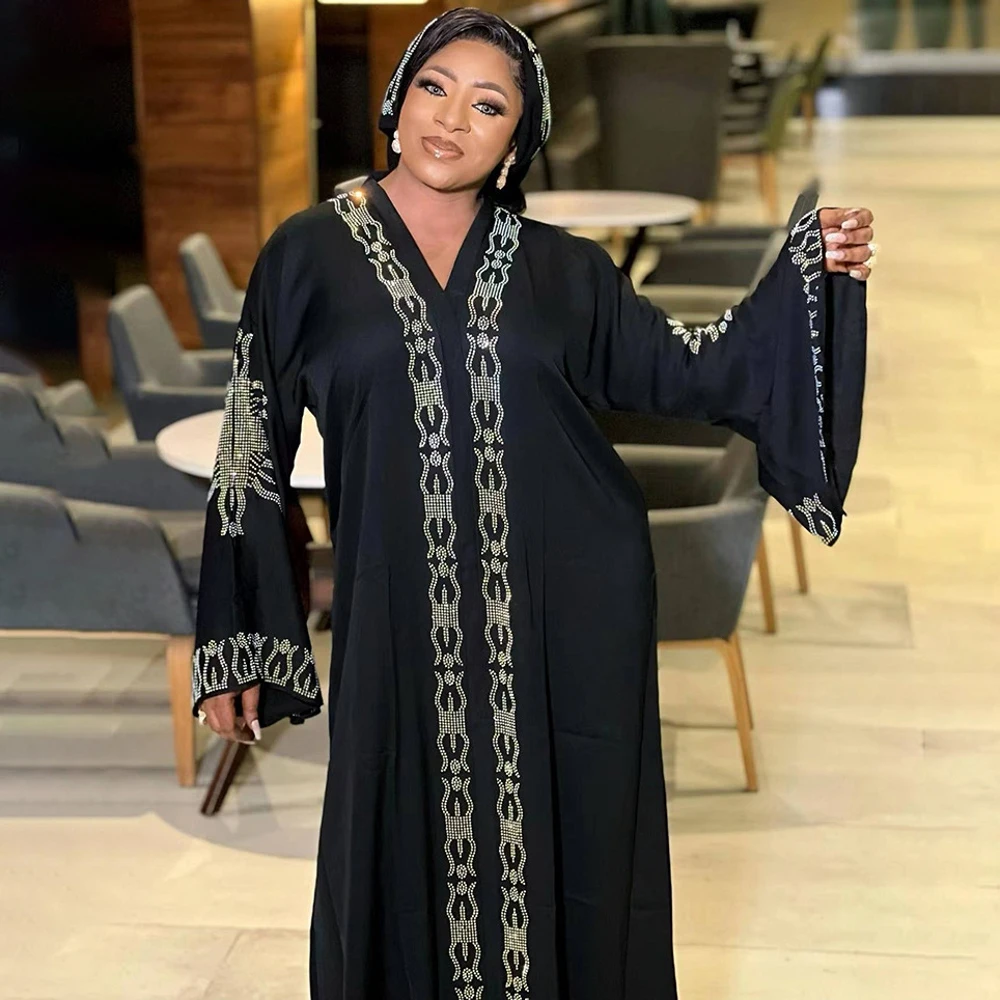African Dresses For Women 2023 V-Neck Robe Femme Musulmane Fashion Abaya Dubai Luxury Hot Drill Abayas Kaftan Boubou Party Gowns
African Dresses For Women 2023 V-Neck Robe Femme Musulmane Fashion Abaya Dubai Luxury Hot Drill Abayas Kaftan Boubou Party Gowns