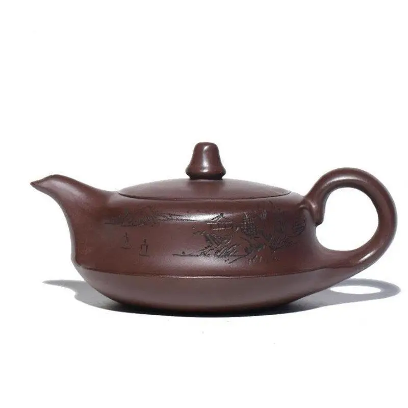 

160ml Yixing Purple Clay Teapots Famous Artists Handmade Tea Pot Raw Ore Purple Mud Beauty Kettle Chinese Zisha Tea Set Teaware