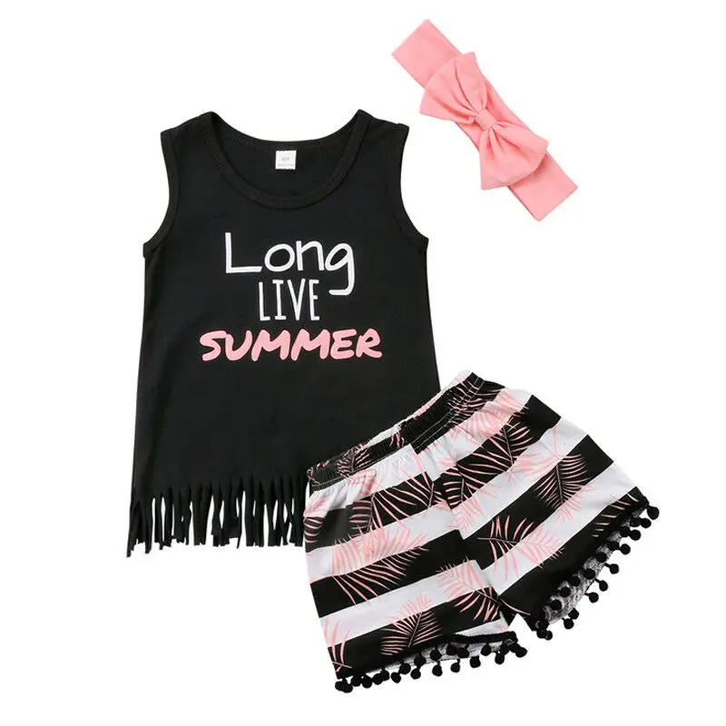 Summer Infant Toddler Kids Girl Clothes Baby Letter Tank T Shrit Striped Shorts Pants Headband Outfit
Summer Infant Toddler Kids Girl Clothes Baby Letter Tank T Shrit Striped Shorts Pants Headband Outfit