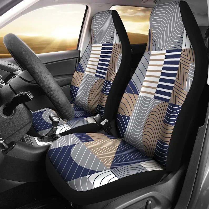 Blue Beige Geometric Shapes Abstract Art Car Seat Covers Pair, 2 Front Seat Covers, Car Seat Protector, Car Accessories
Blue Beige Geometric Shapes Abstract Art Car Seat Covers Pair, 2 Front Seat Covers, Car Seat Protector, Car Accessories