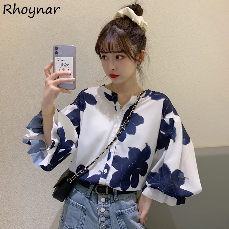 Shirts Women Printed All-match Puff Collar Fashion Young Teens Chemise Femme Summer Slim O-neck Daily Streetwear Casual Soft New
Shirts Women Printed All-match Puff Collar Fashion Young Teens Chemise Femme Summer Slim O-neck Daily Streetwear Casual Soft New