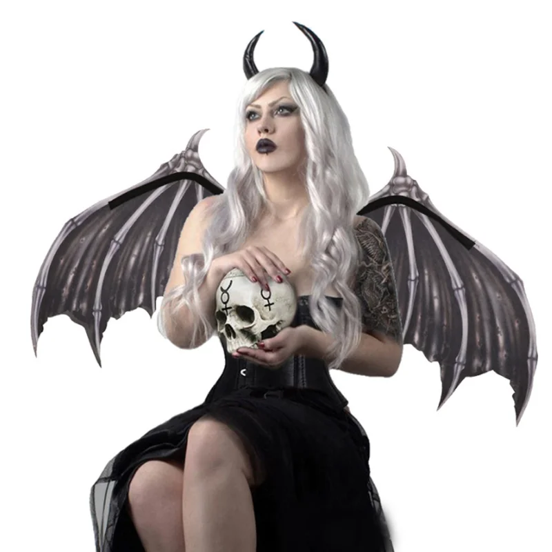 

Halloween Angel Wings White Black Devil Skull Vampires Props Creative Foldable Demon Cosplay Wings Role Play Party Fancy Props