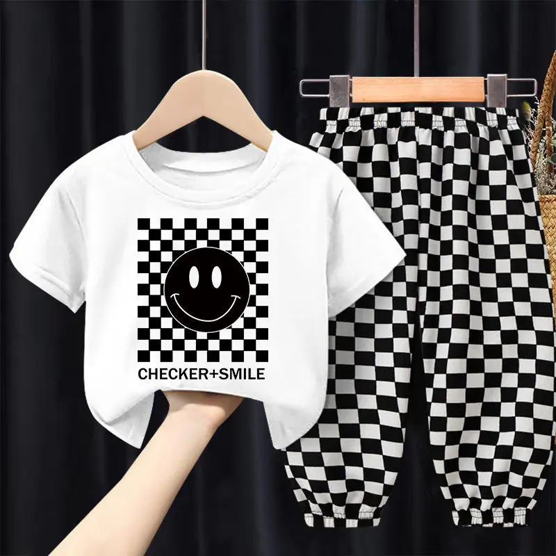 New Summer Cotton Children Clothing Set Boy Girl Clothes Kids Suit Baby Tshirt + Plaid Pants 2Pcs Toddler Loungewear Tracksuit
New Summer Cotton Children Clothing Set Boy Girl Clothes Kids Suit Baby Tshirt + Plaid Pants 2Pcs Toddler Loungewear Tracksuit