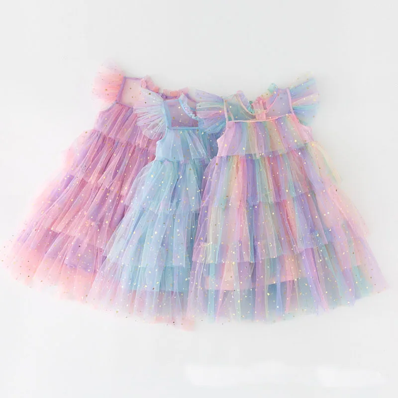 New Girl Dress Fashion Rainbow Stars Sequins Decorated Cake Mesh Puffy Dresses Sweet Robe Princesse Fille Party Girls Clothes 
New Girl Dress Fashion Rainbow Stars Sequins Decorated Cake Mesh Puffy Dresses Sweet Robe Princesse Fille Party Girls Clothes