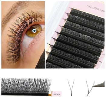 AGUUD Y Shape 2d Eyelash Extensions Fluffy Cluster Individual Lash Extensions Self Grafted Natural and Soft Y Wire Eyelash Cilio