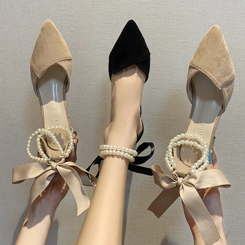 Сандалии SUNNYS женские на высоком каблуке, босоножки из флока с острым носком, с цепочкой и жемчугом, пикантная весенняя обувь, туфли-лодочки
Сандалии SUNNYS женские на высоком каблуке, босоножки из флока с острым носком, с цепочкой и жемчугом, пикантная весенняя обувь, туфли-лодочки