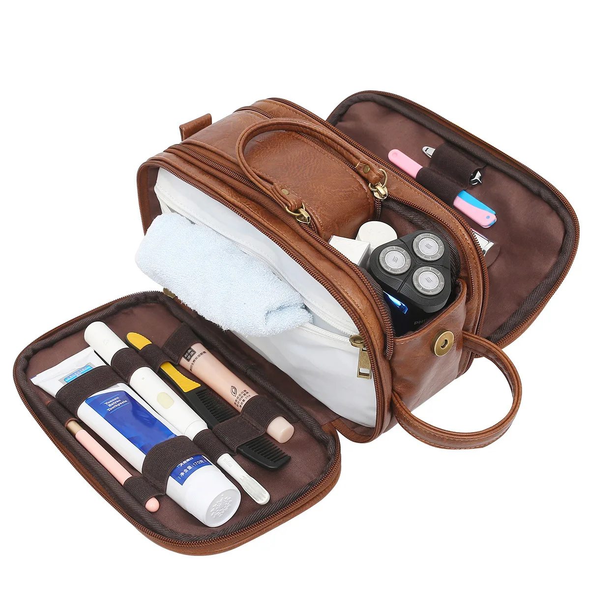 Portable Men's Toiletry Travel Storage Cosmetic Bag PU Leather Waterproof Bathroom Toiletries Organizer Black Brown
Portable Men's Toiletry Travel Storage Cosmetic Bag PU Leather Waterproof Bathroom Toiletries Organizer Black Brown