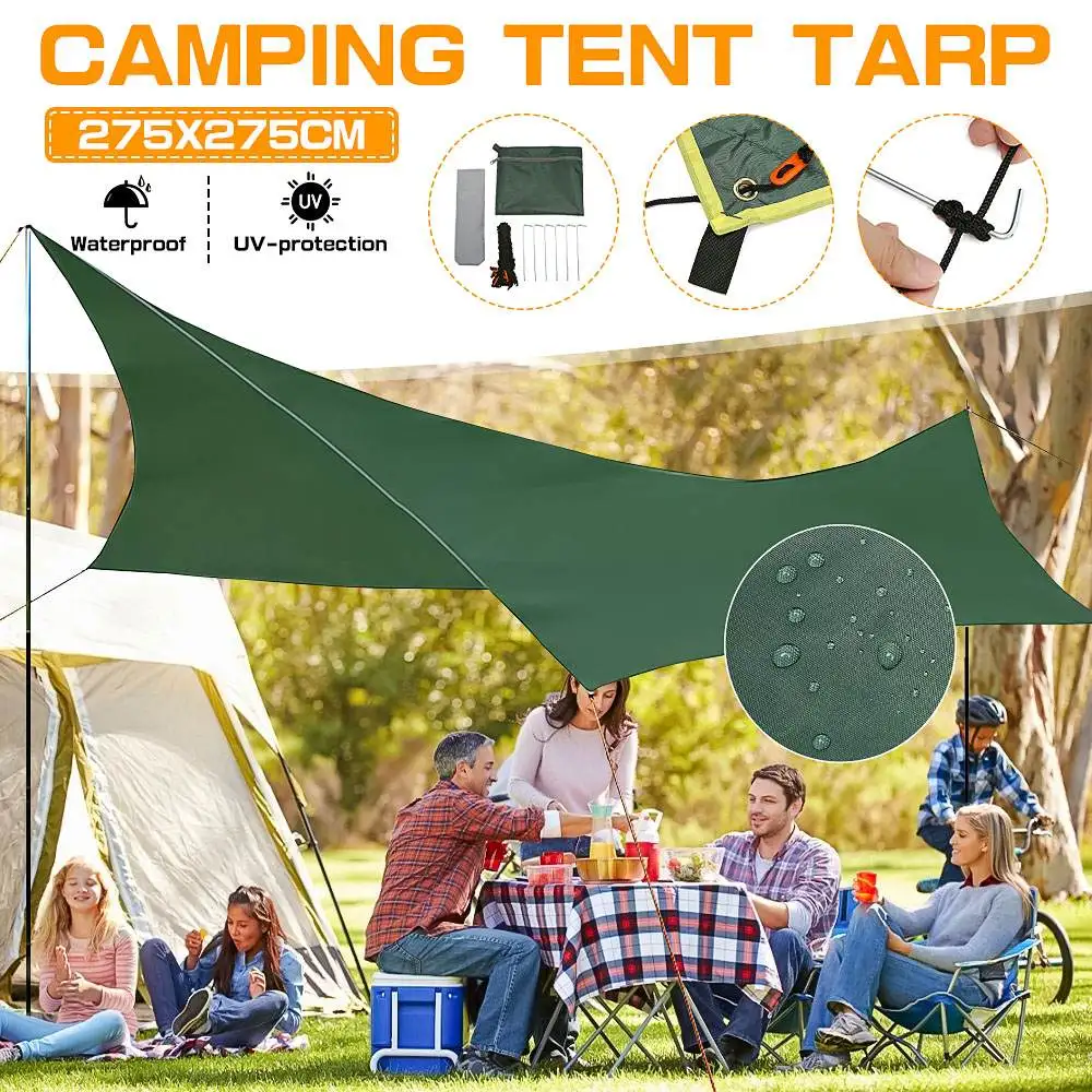 275X275CM Awning Waterproof Tarp Tent Shade Ultralight Garden Canopy Sunshade Outdoor Camping Hammock Tourist Beach Sun Shelter
275X275CM Awning Waterproof Tarp Tent Shade Ultralight Garden Canopy Sunshade Outdoor Camping Hammock Tourist Beach Sun Shelter