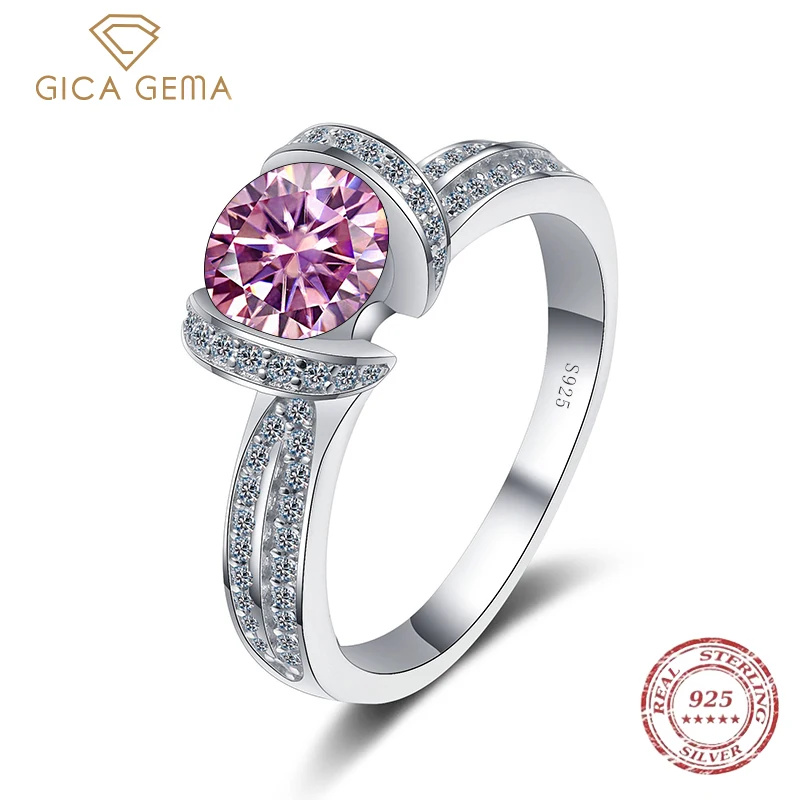 Gica Gema Sparkling S925 Sterling Silver Multicolor Ring For Women D Color 1CT Real Moissanite Wedding Engagement кольца Jewelry
Gica Gema Sparkling S925 Sterling Silver Multicolor Ring For Women D Color 1CT Real Moissanite Wedding Engagement кольца Jewelry