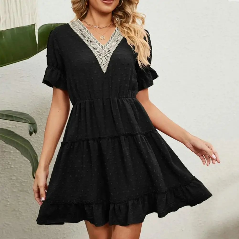 Beautiful Women Mini Dress Loose Lace Stitching Ruffle Hollow Out Beach Mini Dress Women Beach Dress Daily Wear
Beautiful Women Mini Dress Loose Lace Stitching Ruffle Hollow Out Beach Mini Dress Women Beach Dress Daily Wear