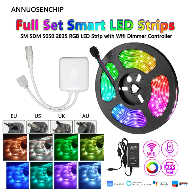 Полный комплект светодиодных RGB-лент, 12 В постоянного тока, 5050, 2835, 5 м + умная лампа, поддержка Wi-Fi, голосовой таймер, переключатель для гостино...
Полный комплект светодиодных RGB-лент, 12 В постоянного тока, 5050, 2835, 5 м + умная лампа, поддержка Wi-Fi, голосовой таймер, переключатель для гостино...