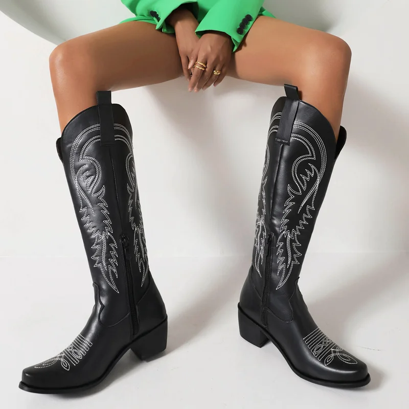 Plus Size 46 Women's Embroidered Western Knee High Boots Cowboy Cowgirl Boots Chunky Heel Platform Boots Women Western Shoes
Plus Size 46 Women's Embroidered Western Knee High Boots Cowboy Cowgirl Boots Chunky Heel Platform Boots Women Western Shoes
