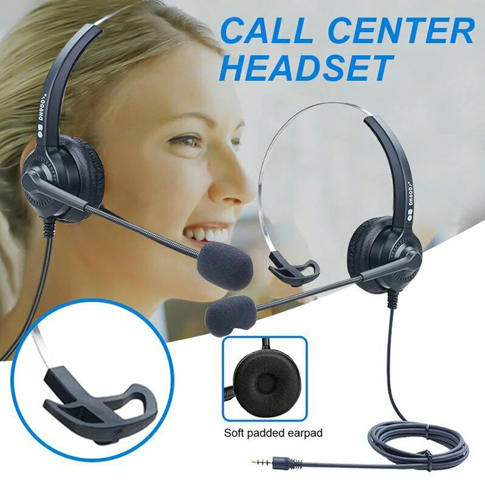 Call Center Headset with Microphone 3.5mm Plug Monaural Corded Operator Headphone Head-mounted Headset for PC Computer Laptop
Call Center Headset with Microphone 3.5mm Plug Monaural Corded Operator Headphone Head-mounted Headset for PC Computer Laptop