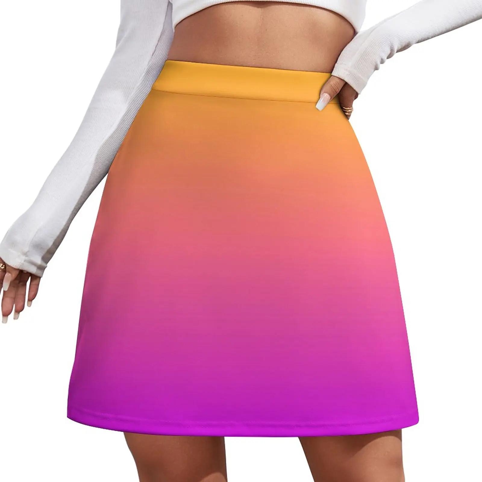 

Watercolor Sunset Skirt Ladies Gradient Ombre Kawaii Mini Skirts High-waisted Graphic Street Style Casual Skirt Big Size