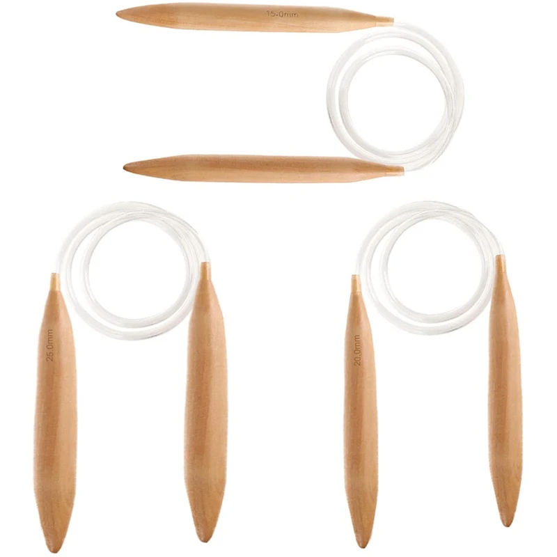 3PC Wooden Circular Knitting Needles,15/20/25Mm Natural Wood Jumbo Needle For Chunky Yarn Giant Circular Knitting Needle
3PC Wooden Circular Knitting Needles,15/20/25Mm Natural Wood Jumbo Needle For Chunky Yarn Giant Circular Knitting Needle