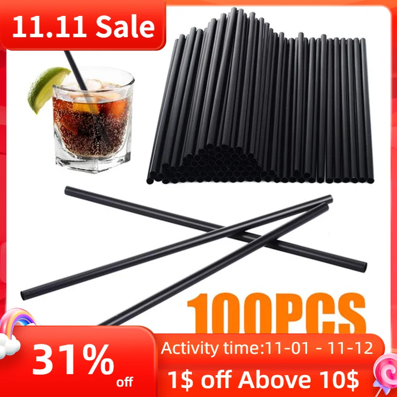 100Pcs/Set Black Disposable Straws Food-Grade Plastic Drinking Straw Home Parties Cafe Bar Drinks Cocktail Disposable Straws Set
100Pcs/Set Black Disposable Straws Food-Grade Plastic Drinking Straw Home Parties Cafe Bar Drinks Cocktail Disposable Straws Set