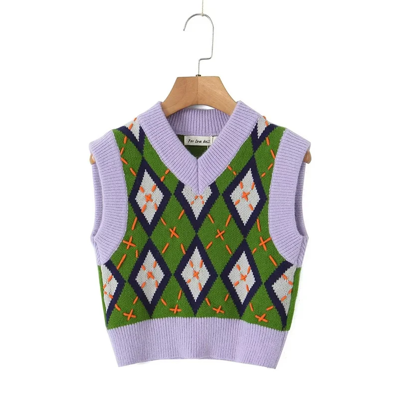 2023 New Women Checkered Handmade Roped Knitted Vest Sweater Autumn&Winter Fashion V-Neck Versatile Sleeveless Sweater
2023 New Women Checkered Handmade Roped Knitted Vest Sweater Autumn&Winter Fashion V-Neck Versatile Sleeveless Sweater