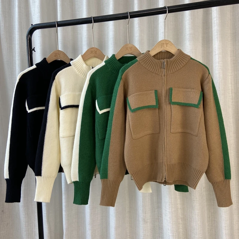 Korobov Korean Elegant Turtleneck Women Cardigans Japanese Preppy Style Hit Color Patchwork Sweaters Streetwear Pockets Cardigan
Korobov Korean Elegant Turtleneck Women Cardigans Japanese Preppy Style Hit Color Patchwork Sweaters Streetwear Pockets Cardigan