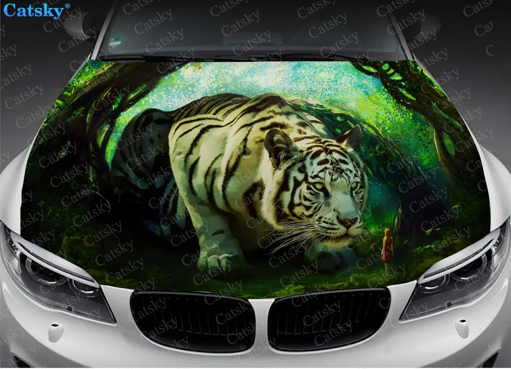 

Свирепый тигр, животное, фотосток, Виниловая наклейка, графическая оберточная наклейка, графическая наклейка на капюшон, подходит для большинства транспортных средств, сделай сам