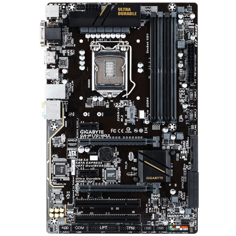 Материнская плата LGA 1151 Gigabyte H170 HD3 б/у DDR4 64 ГБ Intel Core i7/i5/i3 настольная материнская PCI-E