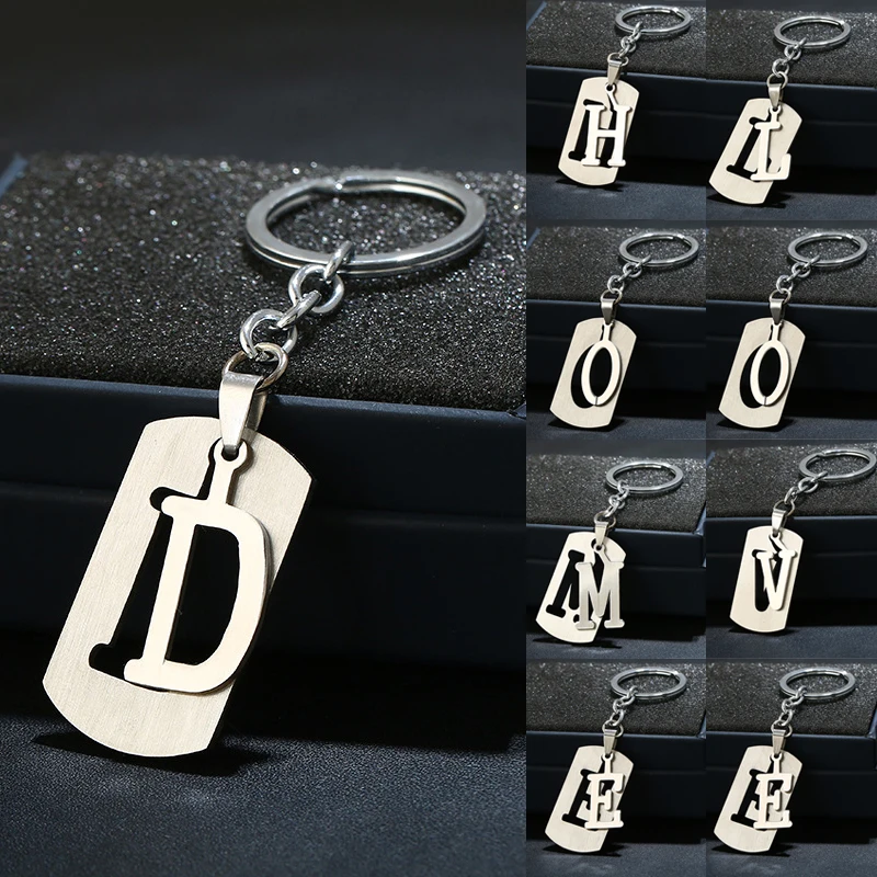 

DIY A-Z Letters Key Chain for Name Silver Color Steel Keychain for Women Men Car Key Ring Key Holder Party Gift Jewelry Llavero