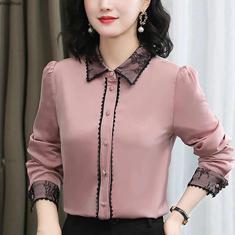 Autumn New Women's Blouse Polo Shirt Long Sleeve Top Stitching Solid Color Chiffon Cardigan Casual Fashion Lady Loose Houthion
Autumn New Women's Blouse Polo Shirt Long Sleeve Top Stitching Solid Color Chiffon Cardigan Casual Fashion Lady Loose Houthion