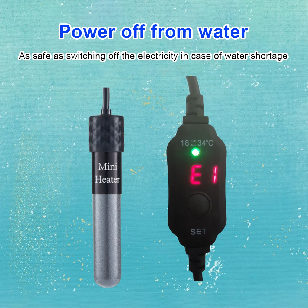 

Electric Aquarium Heater Portable Replacement Digital 3 Digit Cable Power Submersible Mini Fishtank Warmer US Plug 25W