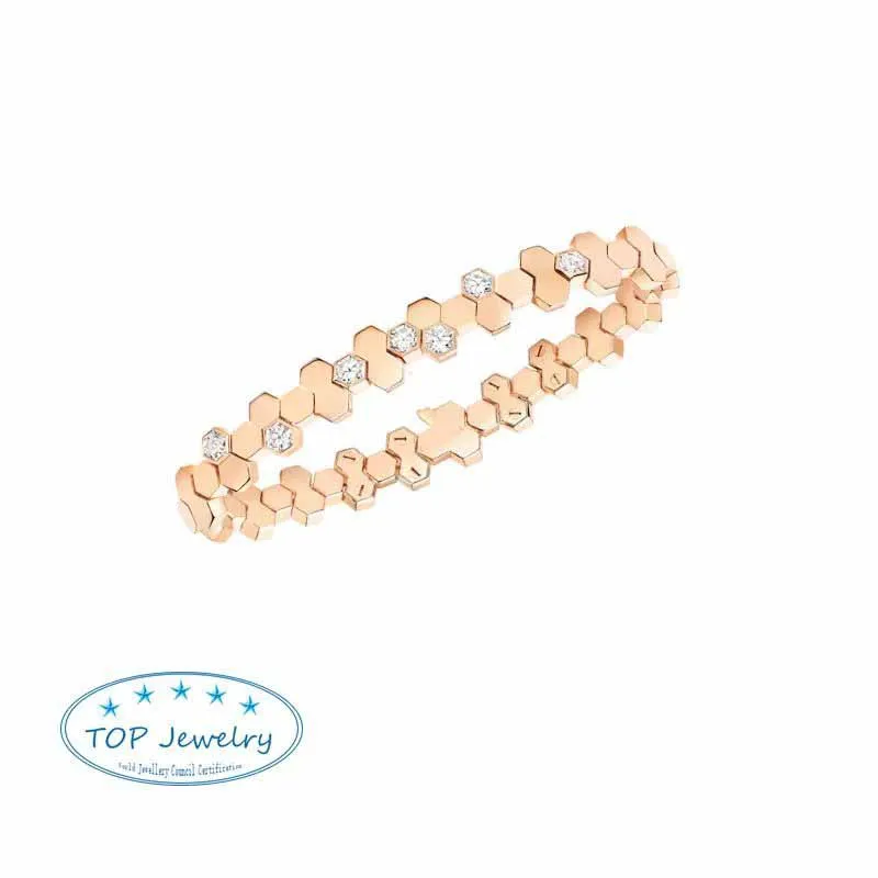 French luxury brand jewelry 925 Sterling Silver 17cm Wave Honeycomb Fashion And Elegance Rose gold Color Bracelet For Women
French luxury brand jewelry 925 Sterling Silver 17cm Wave Honeycomb Fashion And Elegance Rose gold Color Bracelet For Women
