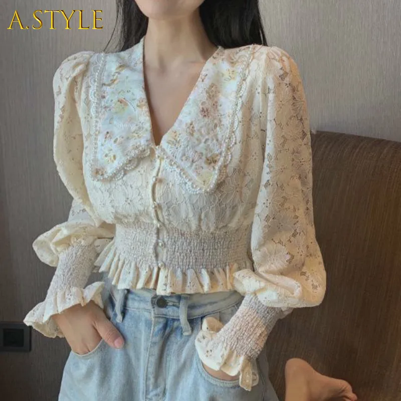 A GIRLS Shirts Women Short Embroidery Floral Peter Pan Collar Lantern Sleeve New Retro Elegant Style Sexy Ladies Streetwear Soft
A GIRLS Shirts Women Short Embroidery Floral Peter Pan Collar Lantern Sleeve New Retro Elegant Style Sexy Ladies Streetwear Soft