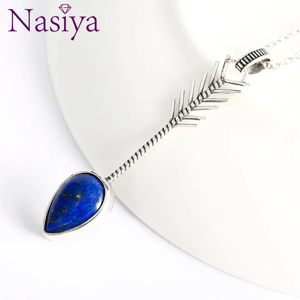 Nasiya Water Drop Natural Blue Lapis Pendants Necklaces For Women Punk Trendy Feather Shape With Chain Sterling Silver Jewelry
Nasiya Water Drop Natural Blue Lapis Pendants Necklaces For Women Punk Trendy Feather Shape With Chain Sterling Silver Jewelry